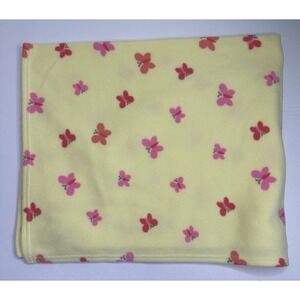 Vintage Carters Baby Blanket Yellow pink Flowers Vibrant Micro fleece 27x33